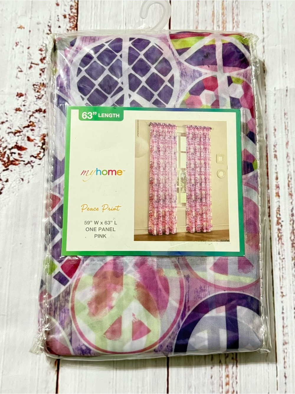 NWT S.Lichtenberg  & Co. Peace Print Sign Sheer Panel 59”x63”